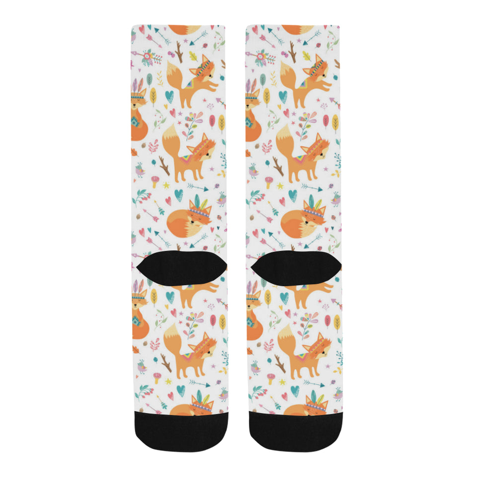 cute tribal fox pattern Crew Socks