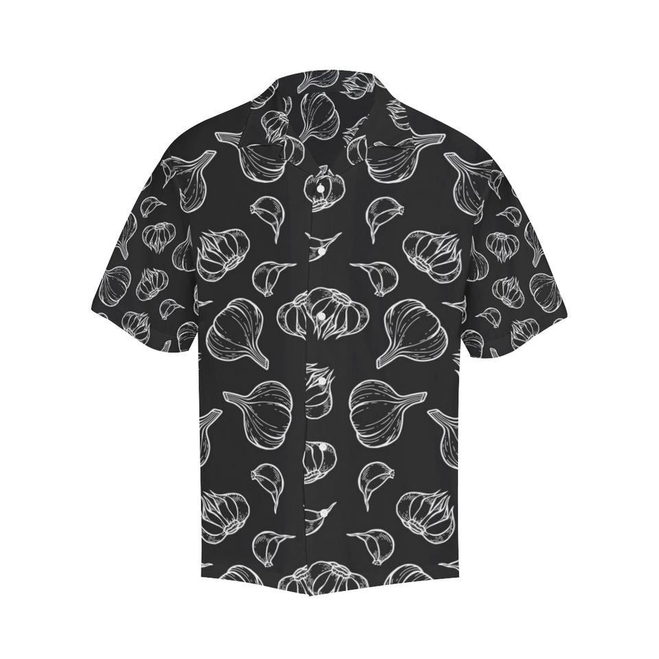 Garlic pattern black background Men's All Over Print Hawaiian Shirt