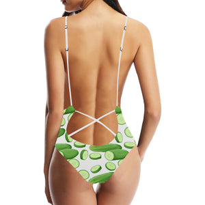 cucumber whole slices pattern Women's One-Piece Swimsuit