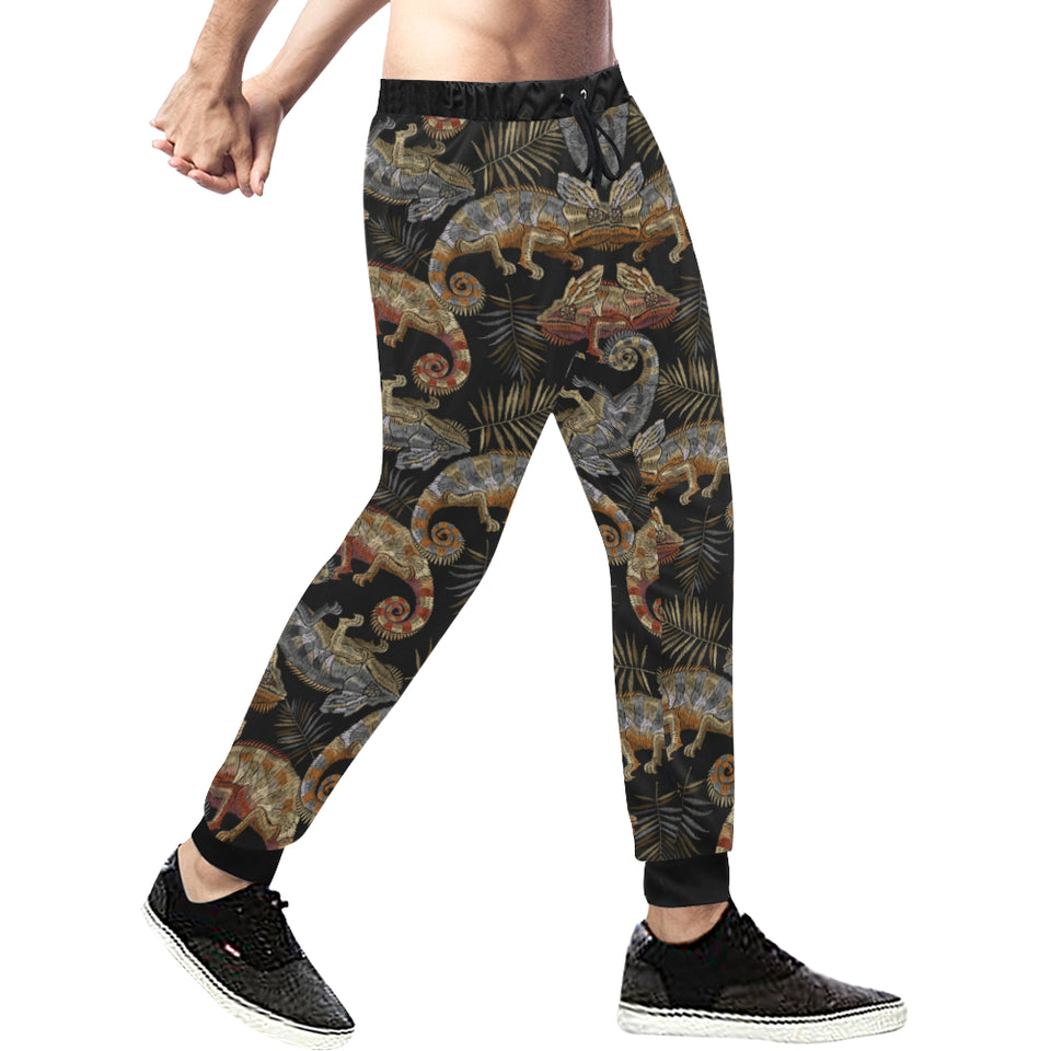 Chameleon lizard tropical leaves palm tree Unisex Casual Sweatpants