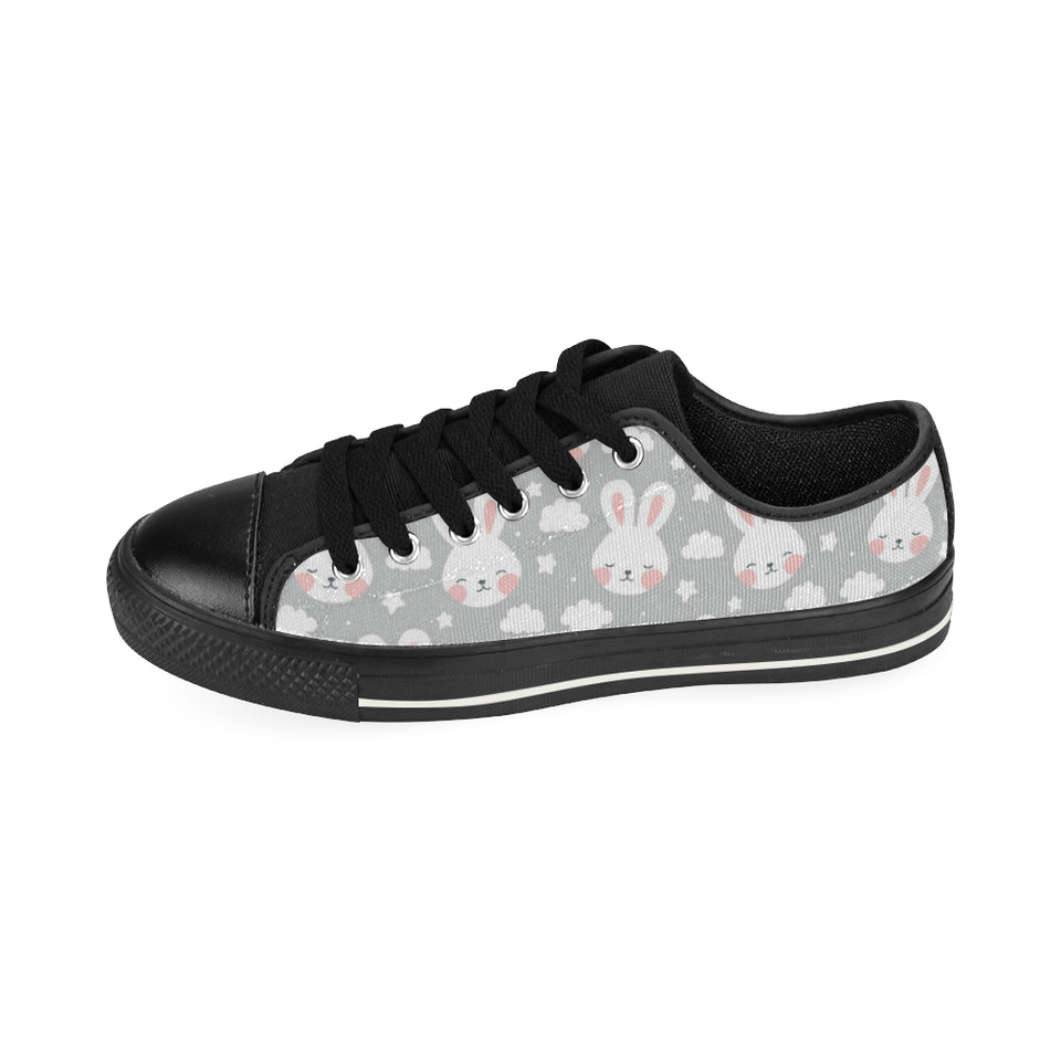 Rabbit cloud Pattern Men's Low Top Canvas Shoes Black