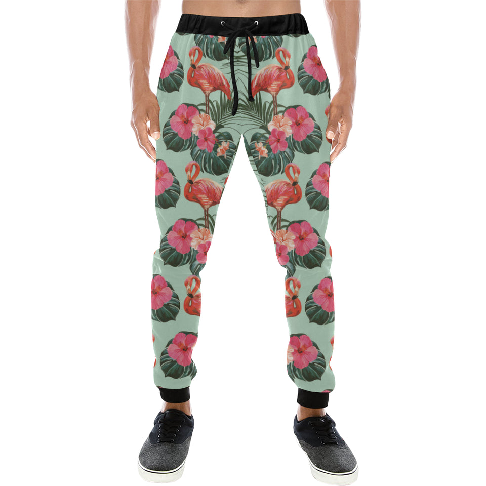 Beautiful flamingo tropical palm leaves hibiscus p Unisex Casual Sweatpants