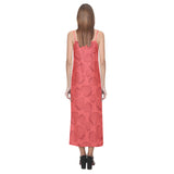 strawberry pattern red background V-Neck Open Fork Long Dress