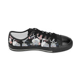 white swan blooming flower pattern Kids' Boys' Girls' Low Top Canvas Shoes Black