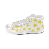 Sun pattern Men's High Top Canvas Shoes White