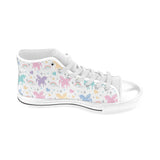 colorful unicorn rainbow heart pattern Men's High Top Canvas Shoes White