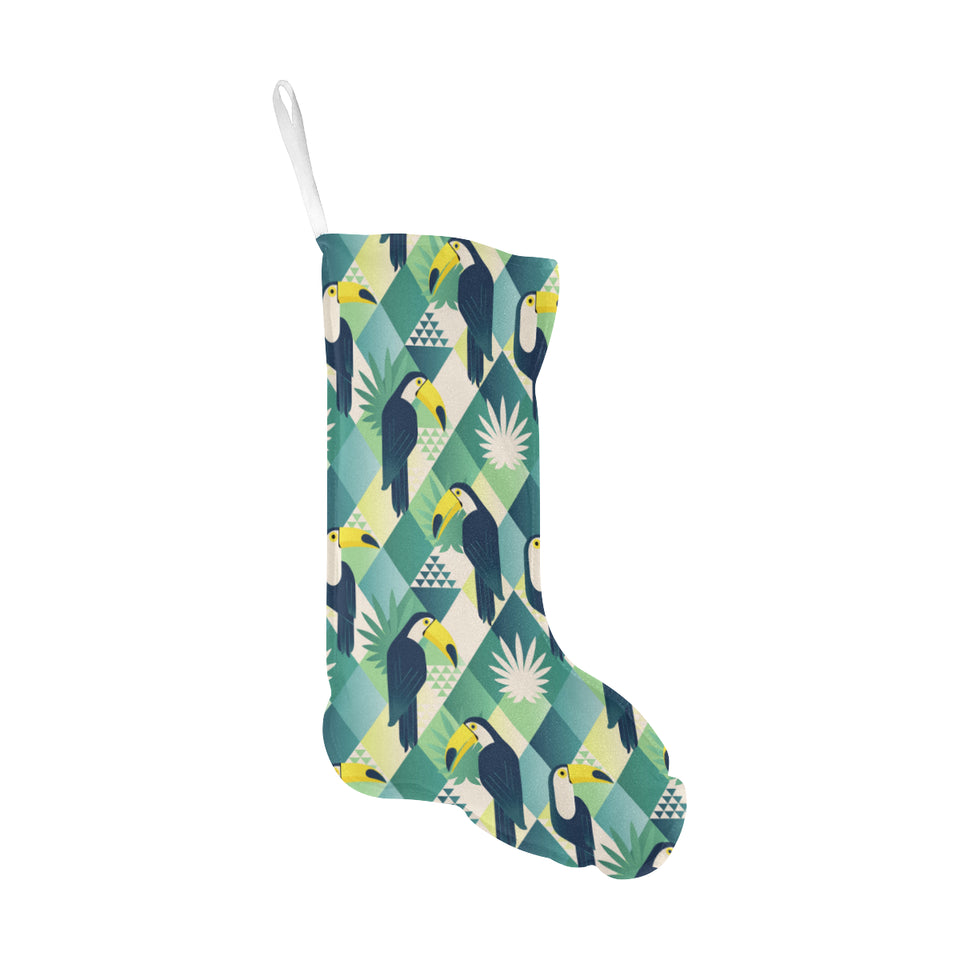 Toucan tropical leaves design pattern Christmas Stocking