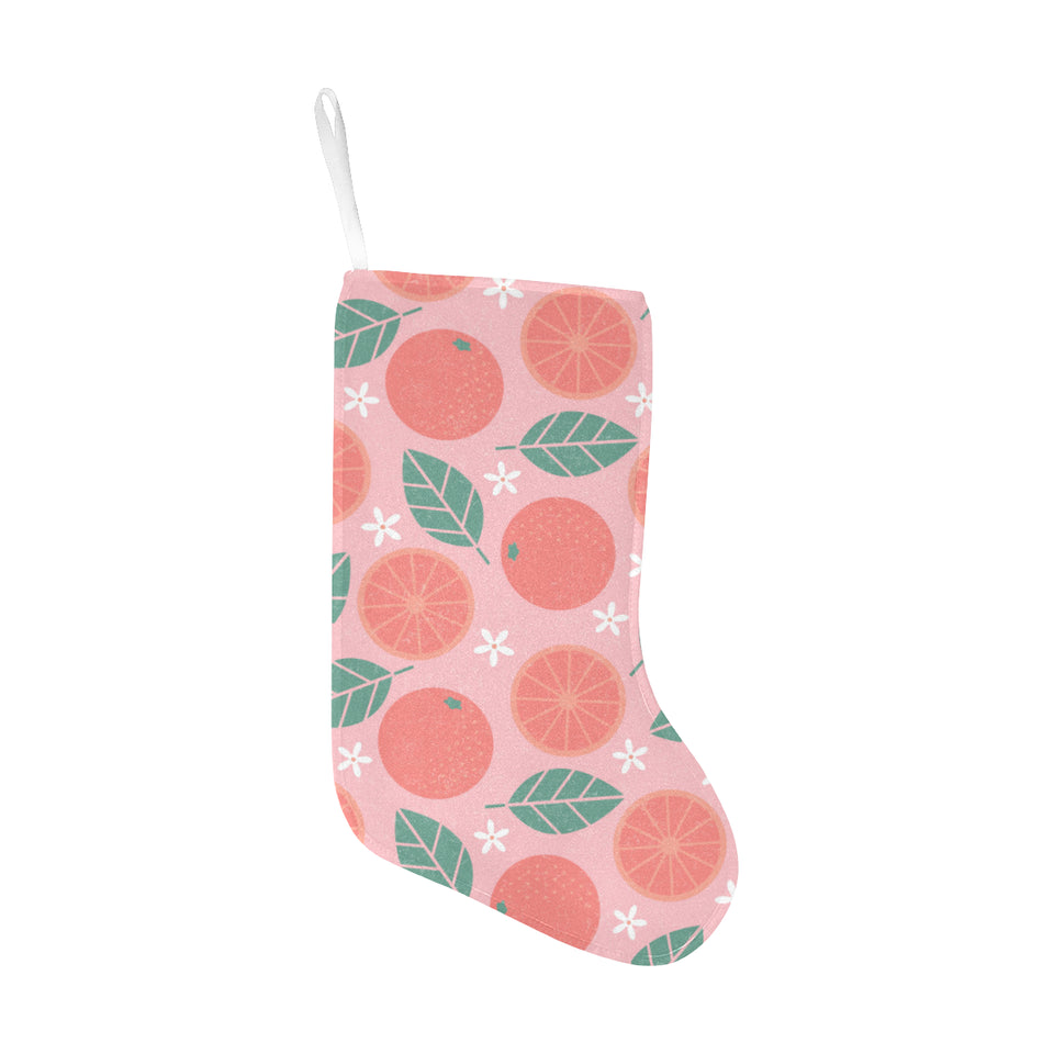 Grapefruit leaves flower pink background Christmas Stocking