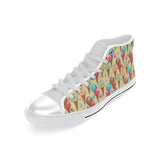 Colorful ice cream pattern Men's High Top Canvas Shoes White
