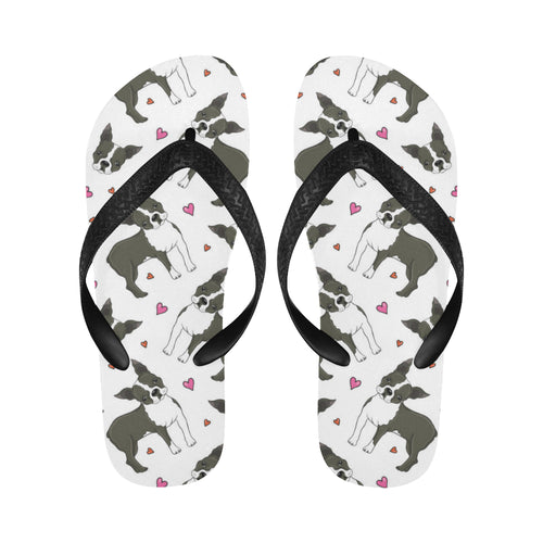 Boston terrier dog hearts vector pattern Unisex Flip Flops