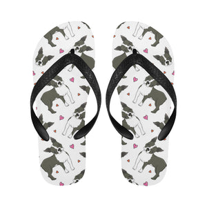 Boston terrier dog hearts vector pattern Unisex Flip Flops