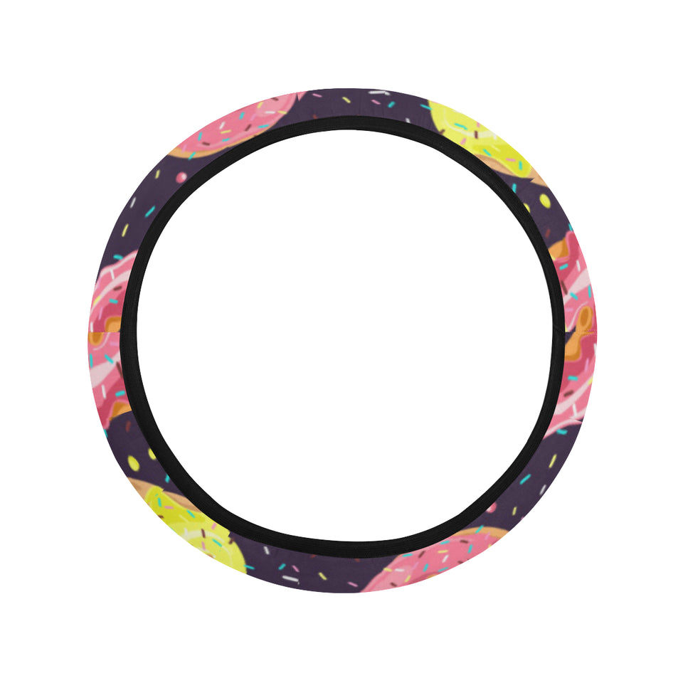 Colorful donut glaze pattern Car Steering Wheel Cover