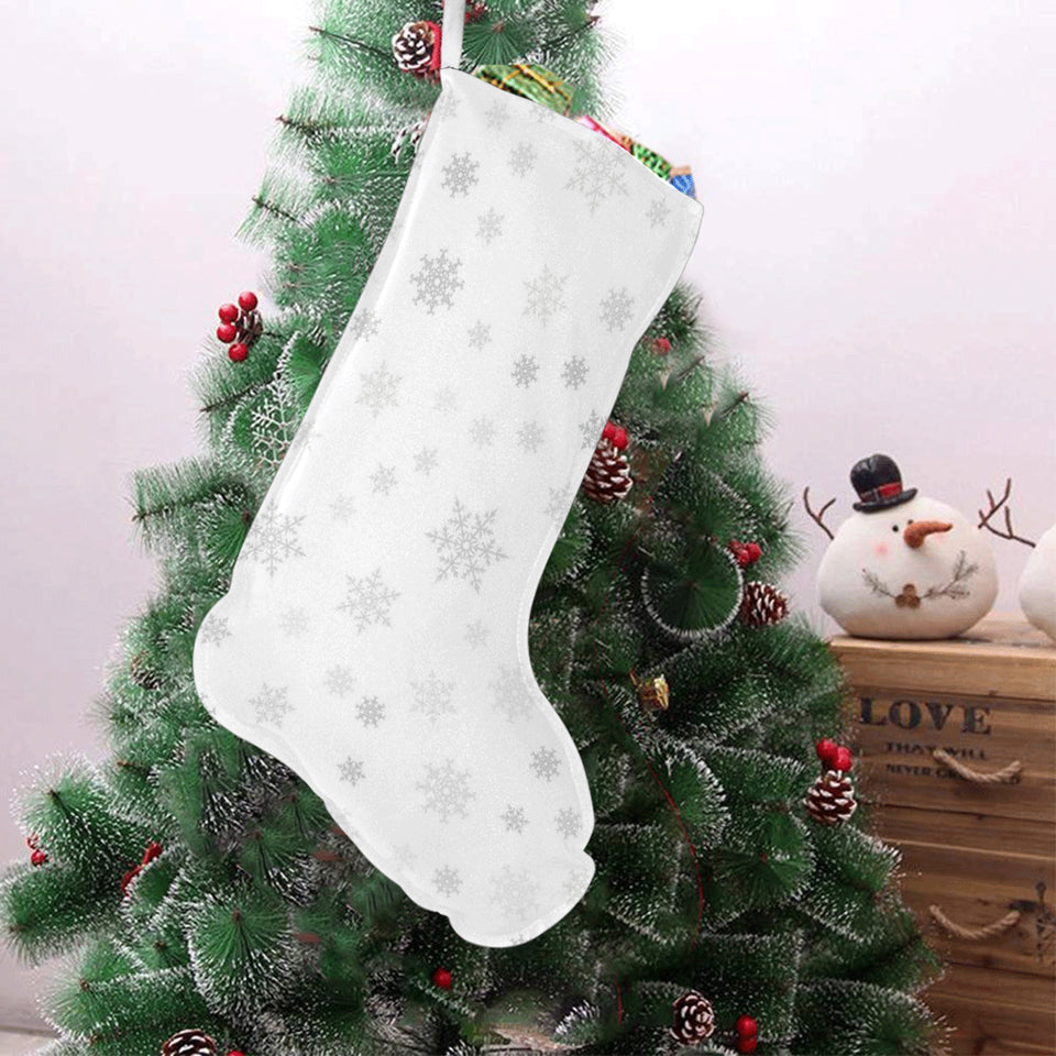 Snowflake pattern white background Christmas Stocking