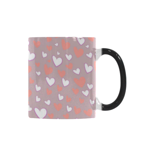 coral white heart pattern Morphing Mug Heat Changing Mug