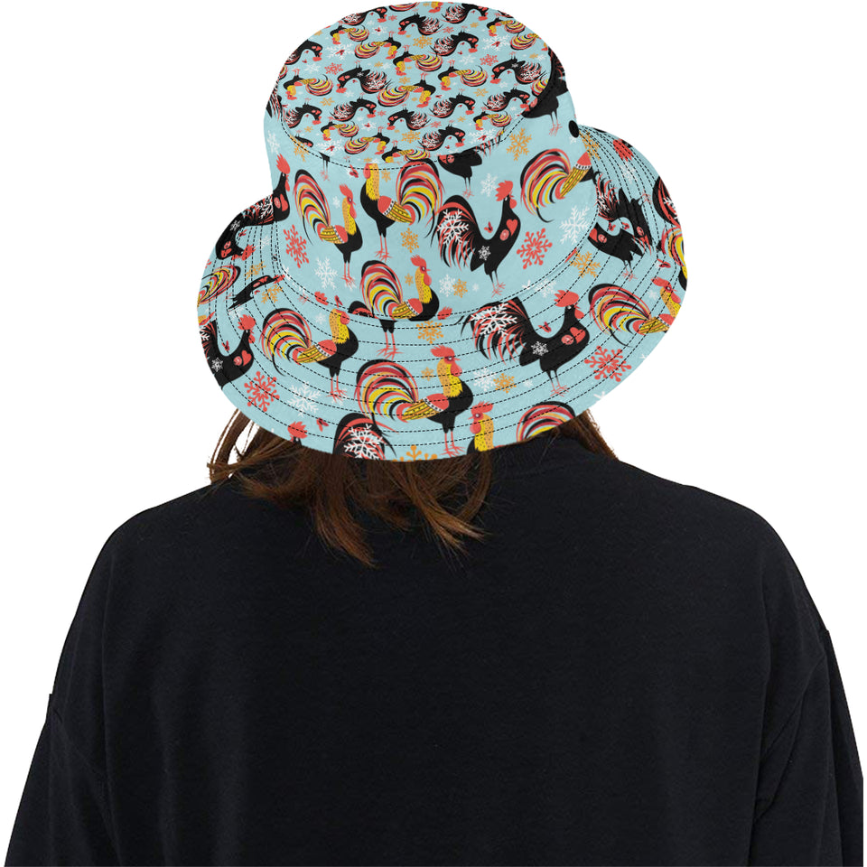 Rooster chicken cock snowfalke Unisex Bucket Hat