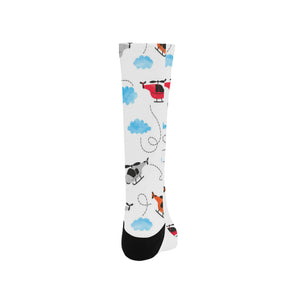 Watercolor helicopter cloud pattern Crew Socks