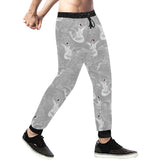 white swan gray background Unisex Casual Sweatpants