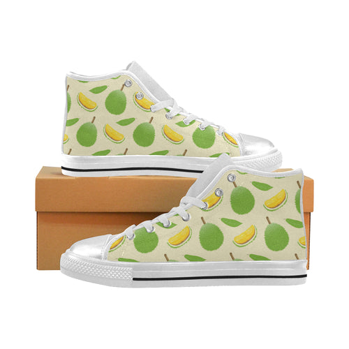 Durian pattern Women's High Top Canvas Shoes White