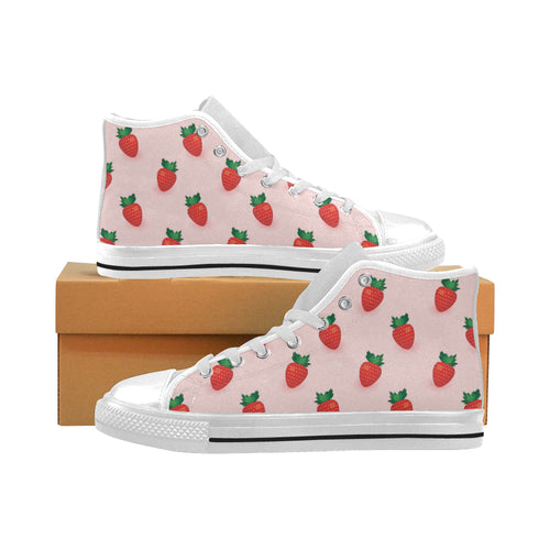 Strawberry beautiful pattern Men's High Top Canvas Shoes White