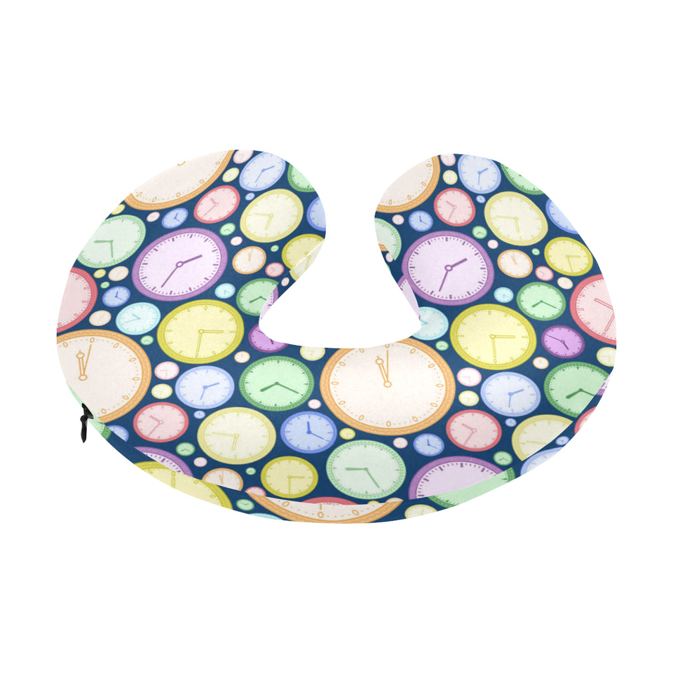 Colorful clock background U-Shaped Travel Neck Pillow