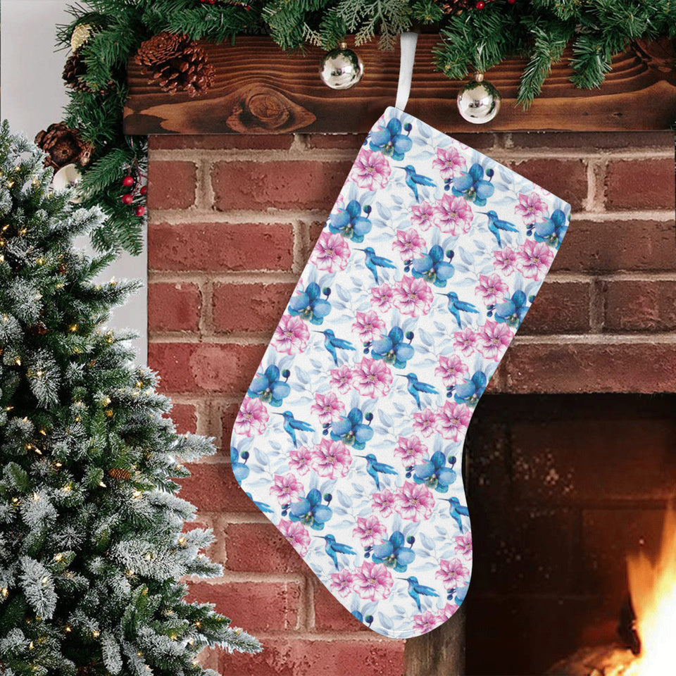 Hummingbird Pattern Print Design 02 Christmas Stocking