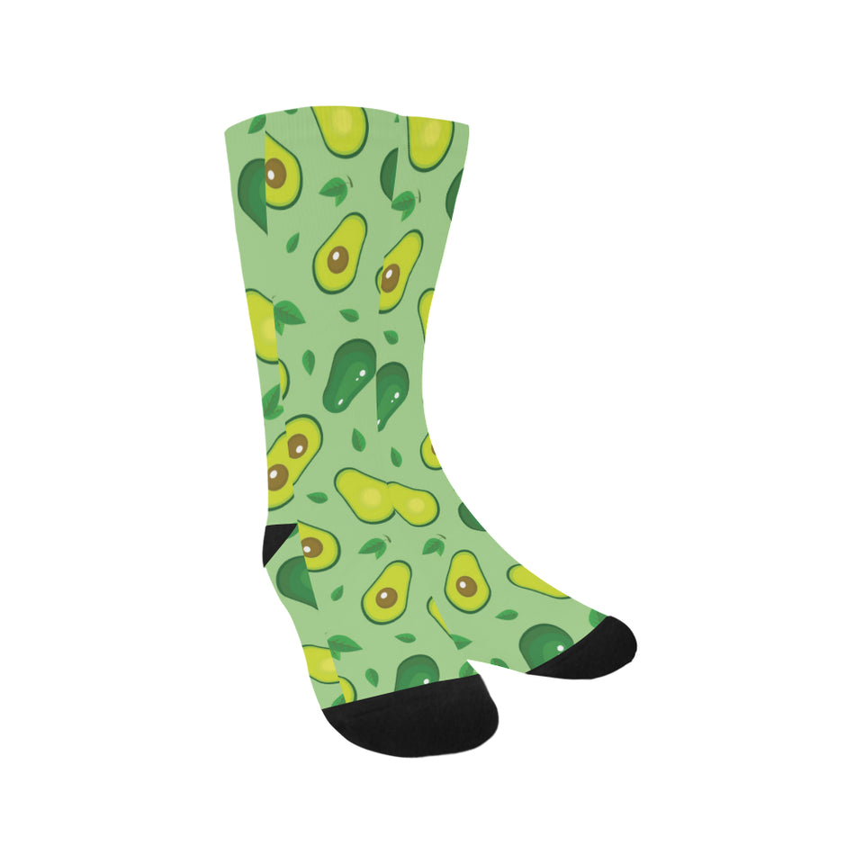 Avocado pattern green background Crew Socks