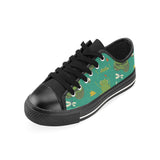 Cute frog dragonfly design pattern Men's Low Top Canvas Shoes Black