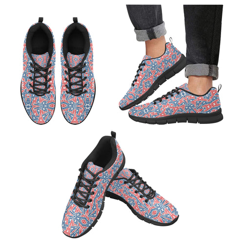 Blue Red Eiffel Tower Pattern Print Design 02 Men's Breathable Sneakers ( Model 055)