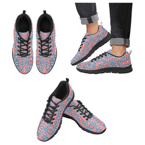 Blue Red Eiffel Tower Pattern Print Design 02 Men's Breathable Sneakers ( Model 055)