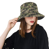 Dark Green camouflage pattern Unisex Bucket Hat
