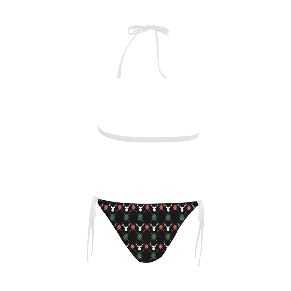 Deer Christmas new year pattern argyle Sexy Bikinis Two-Piece Swimsuits