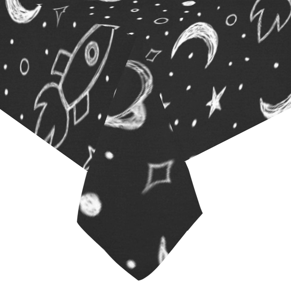 Hand drawn space rocket star planet Tablecloth