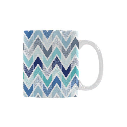 zigzag  chevron blue pattern Classical White Mug (Fulfilled In US)