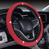 Christmas tree star snow red background Car Steering Wheel Cover