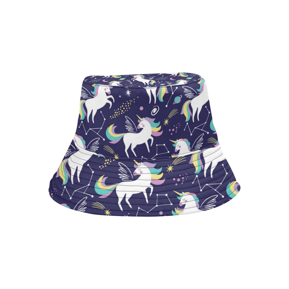 Hand drawn cute unicorn star planet Unisex Bucket Hat
