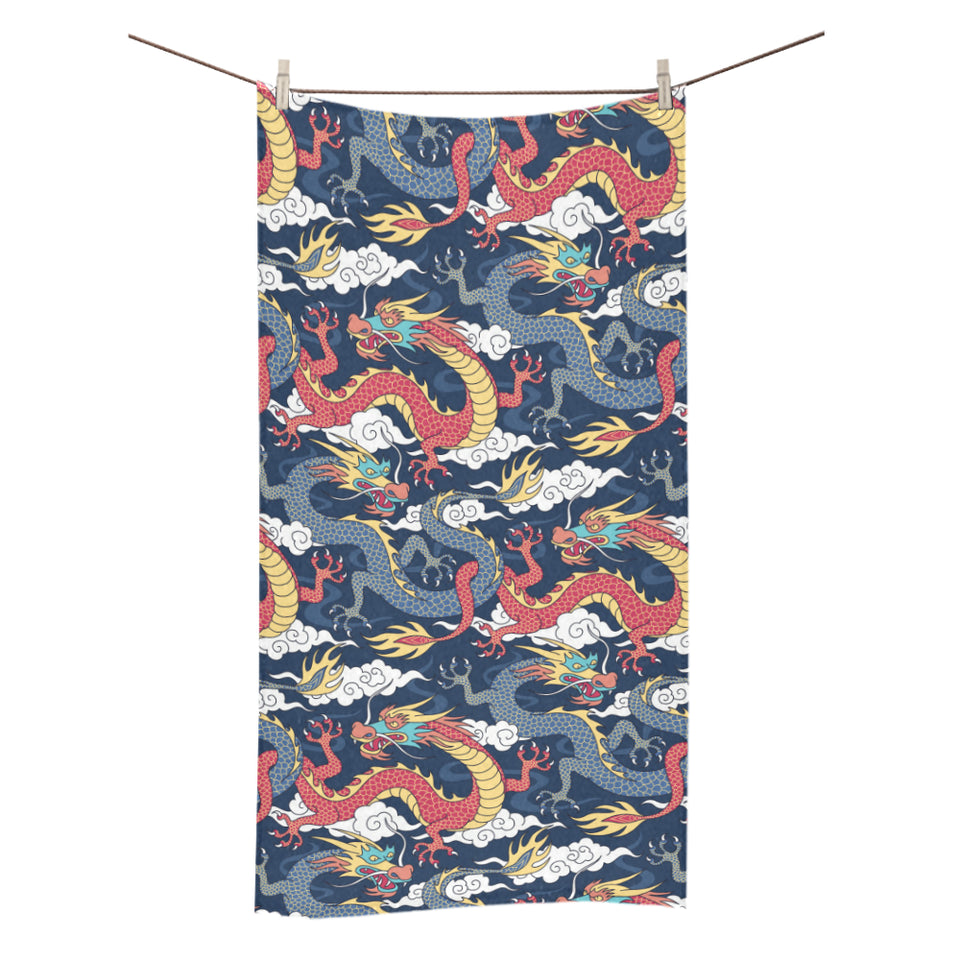 Blue red dragon cloud pattern Bath Towel