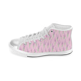 Lavender pattern pink background Women's High Top Canvas Shoes White