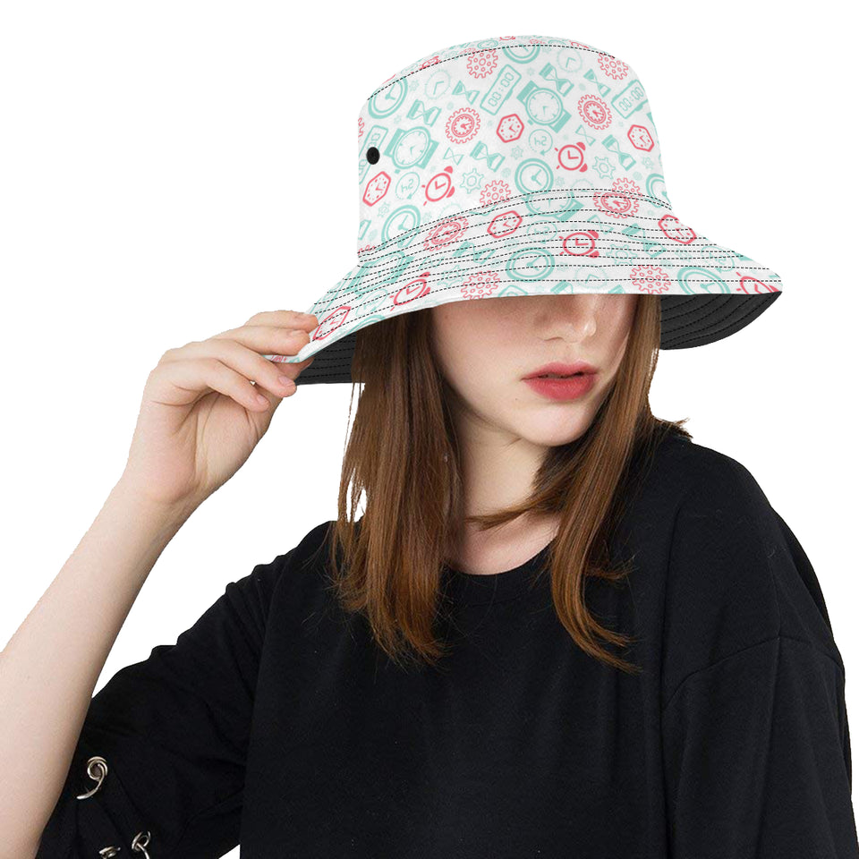 Clock time pattern blackground Unisex Bucket Hat