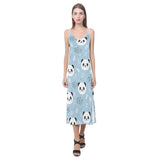 Cute panda pattern V-Neck Open Fork Long Dress