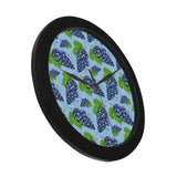 Watercolor grape pattern Elegant Black Wall Clock
