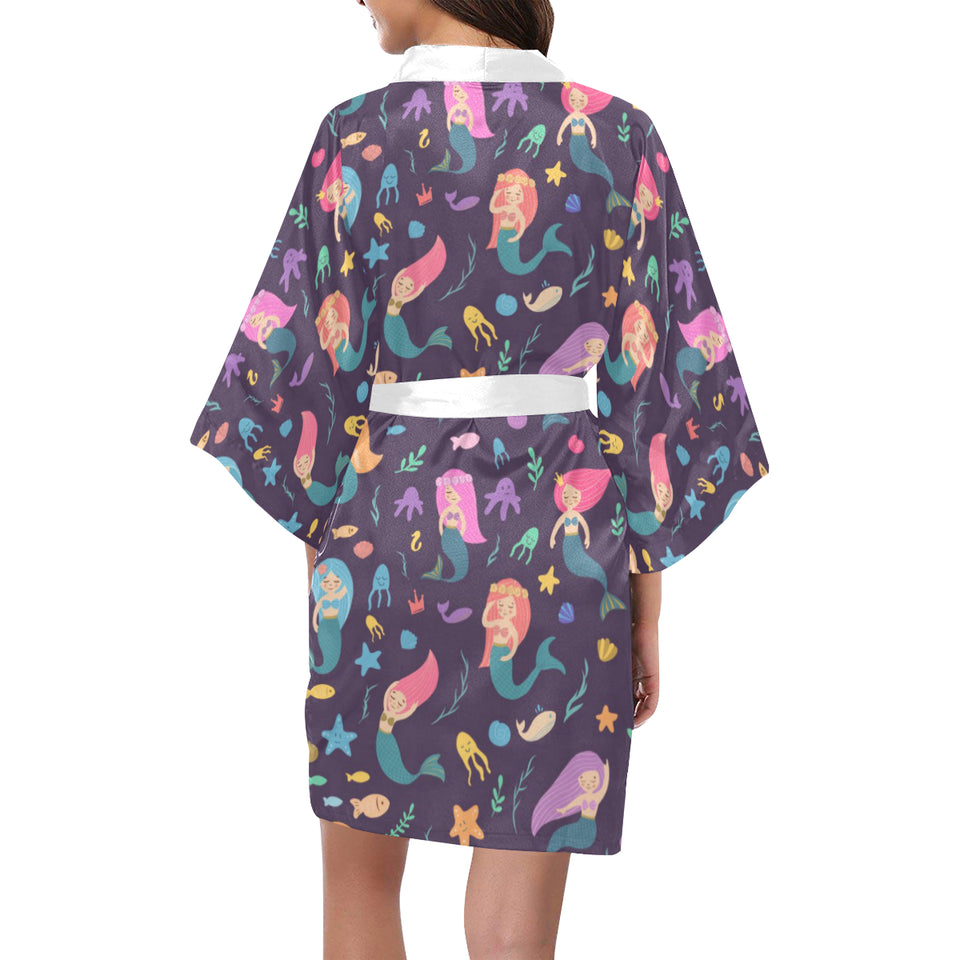 beautiful mermaid Fish jellyfish algae other marin Women's Short Kimono Robe