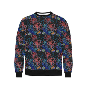 Octopus sea wave tropical fishe pattern Men's Crew Neck Sweatshirt