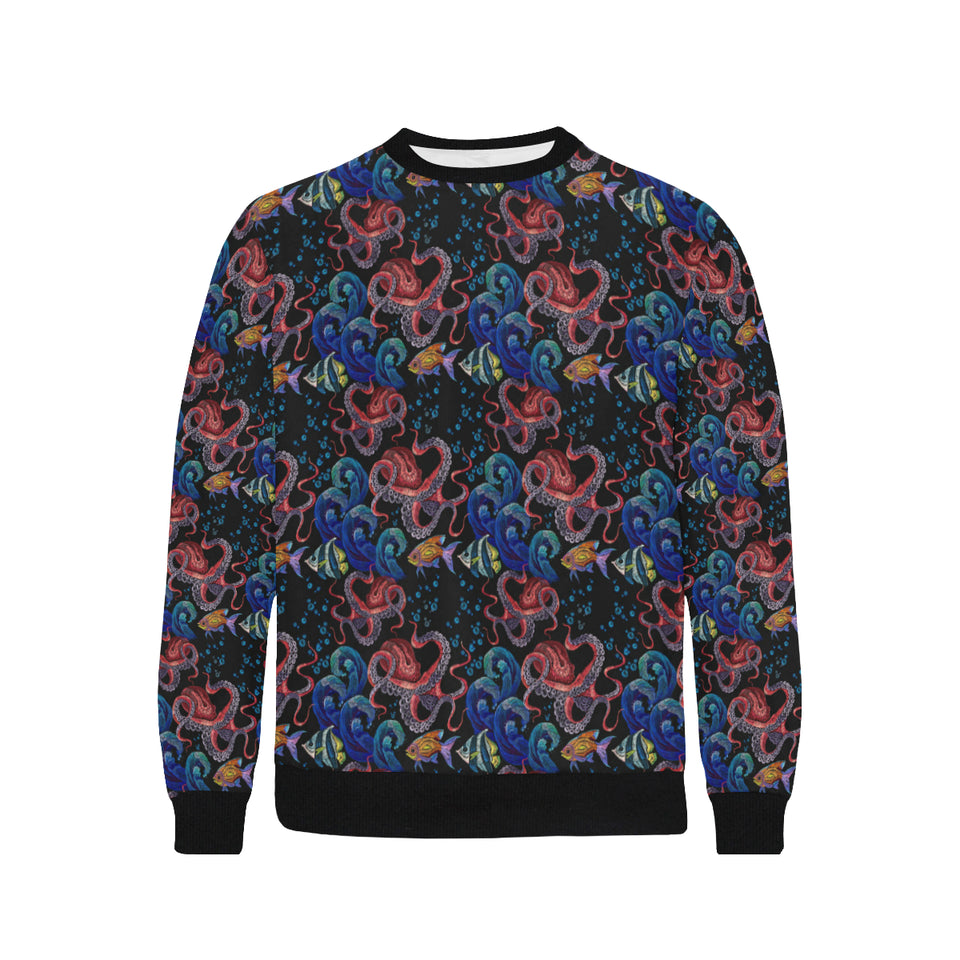 Octopus sea wave tropical fishe pattern Men's Crew Neck Sweatshirt