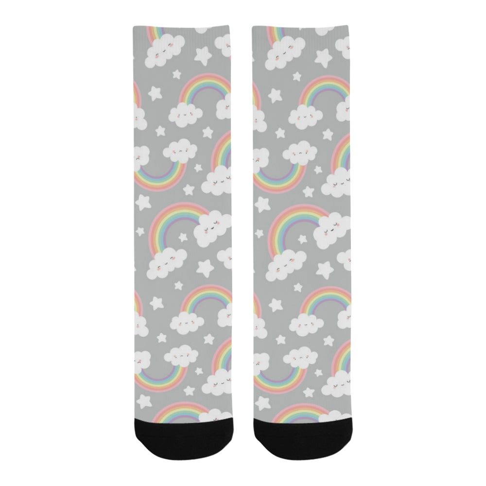 Cute rainbow clound star pattern Crew Socks