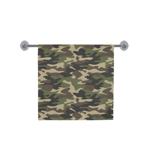 Dark Green camouflage pattern Bath Towel