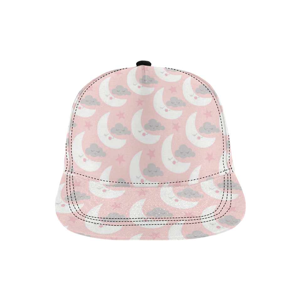 Cute moon cloud star pattern pink dot background All Over Print Snapback Cap