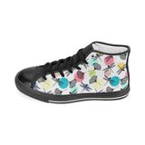 Dragonflies ginkgo leaves pattern Women's High Top Canvas Shoes Black