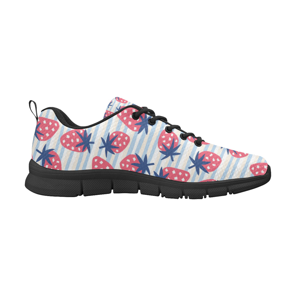 Strawberry pattern blue lines background Men's Sneaker Shoes
