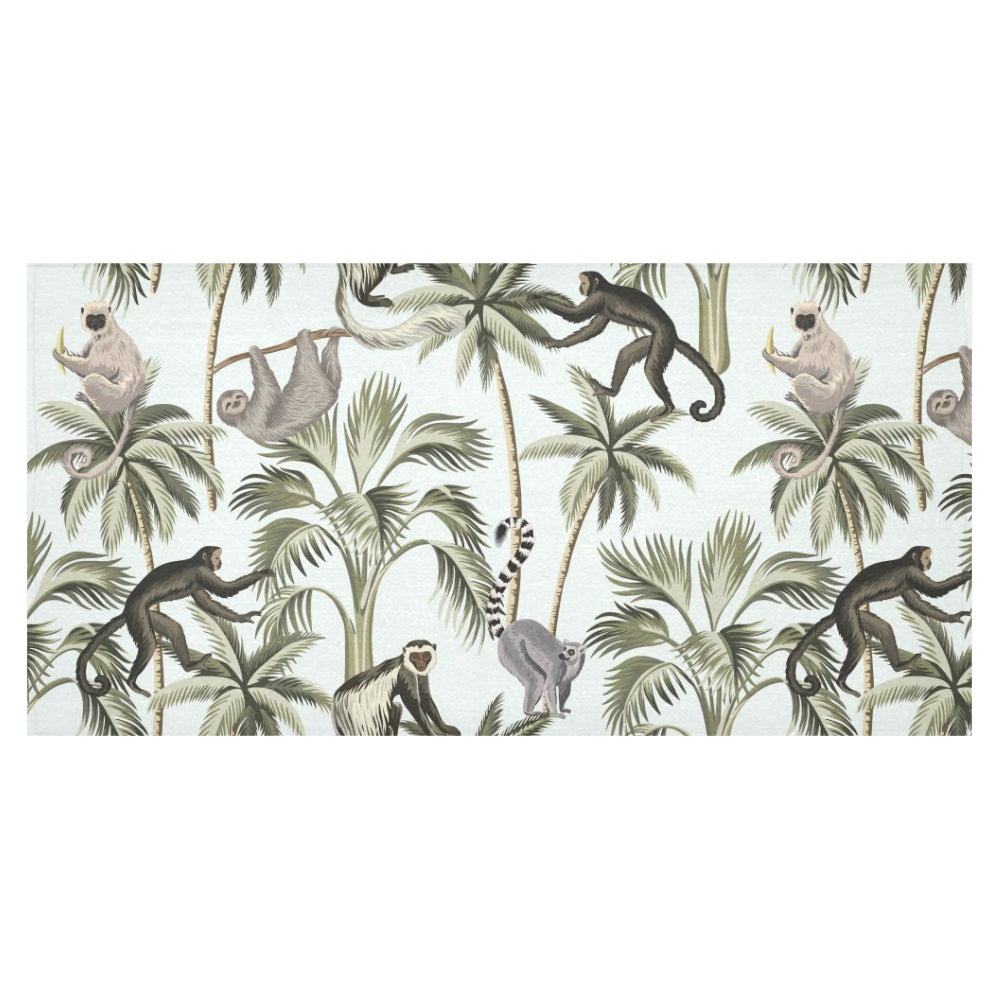 Monkey sloth lemur palm trees pattern Tablecloth