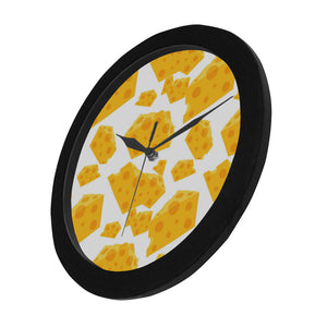 Cheese slice pattern Elegant Black Wall Clock